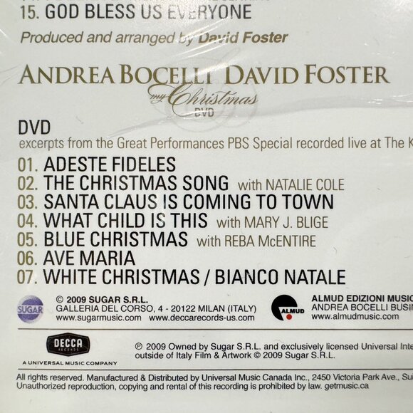 ANDREA BOCELLI My Christmas CD & DVD Lords Prayer MORMON TABERNACLE CHOIR Sealed - Picture 4 of 6